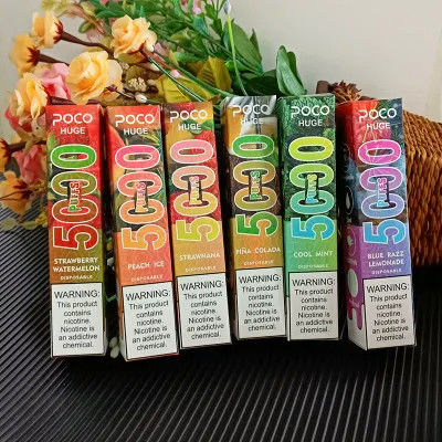 POCO Huge 5000 Puff Vapor à usage unique E-cigarette à 2% / 5% de nic salé rechargeur 950mah