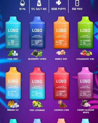 cosse jetable de souffles en caoutchouc de la peinture 6000 d'OEM Vape de 15ml 650mAh