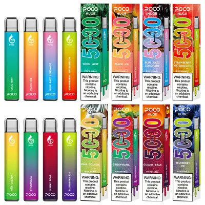 POCO Huge 5000 Puff Vapor à usage unique E-cigarette à 2% / 5% de nic salé rechargeur 950mah