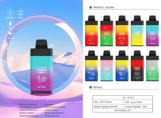 POCO BL10000 Cig électronique Vape 20 ml Pré-rempli à 5% Nic Batterie 650mAh Rechargeable