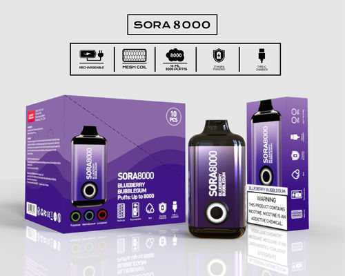 OEM 14 ml 8000 bouffées aromatisées Vapor à usage unique Sora Pen 1.1 ohm bobine en maille