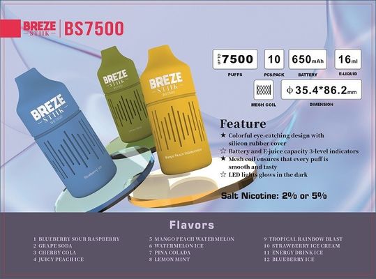 Vape pré-rempli jetable 200 pièces par carton 10 pièces par boîte 7500 Puff for Performance