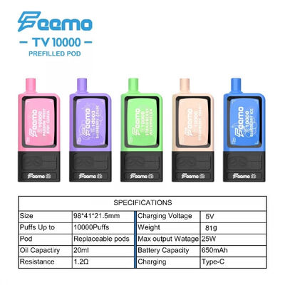 20 ml de cartouche à haute capacité Vapor jetable à puff avec remplissage supérieur et bobine à mailles