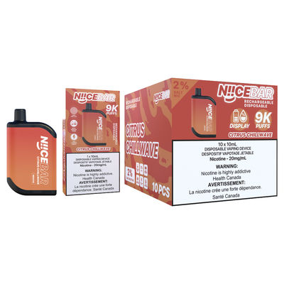 Dispositif de vapotage unique de 15 ml de capacité de liquide électronique Niice Bar 9000 avec conception anti-fuite