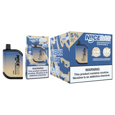 Nice Bar 9000puffs Big Puff Vape Vapor jetable avec écran LED