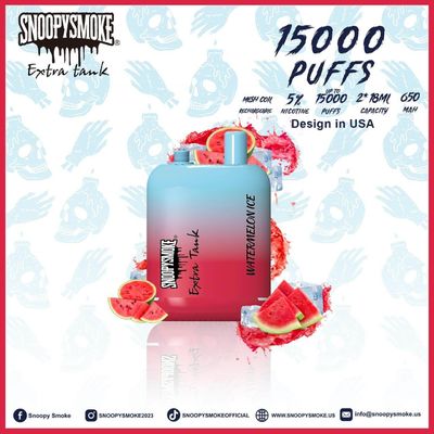 15000 bouffées de vapeur à la saveur de fruits Double batterie de 18 ml avec batterie rechargeable de type C de 650 mAh