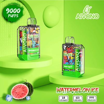 Bouchon rond à goutte à goutte Pré-rempli Vape Pen jetable 9000 Puffs 650mAh Batterie rechargeable