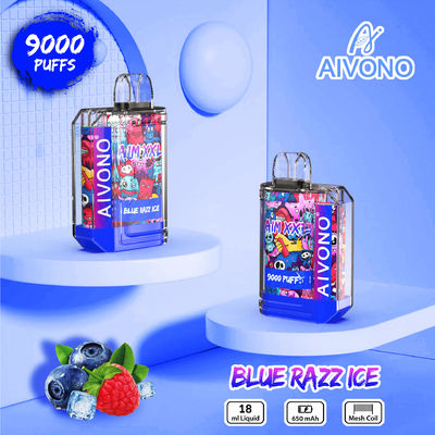 Bouchon rond à goutte à goutte Pré-rempli Vape Pen jetable 9000 Puffs 650mAh Batterie rechargeable