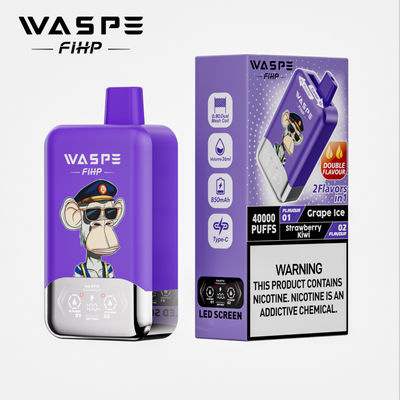 40000 bouffées à double saveur WASPE FiHP 40K 36mL Vape prérempli jetable